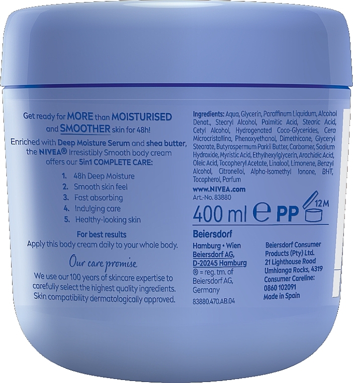 Glättende Körpercreme - Nivea Irresistibly Smooth Shea Butter Body Cream — Bild N2