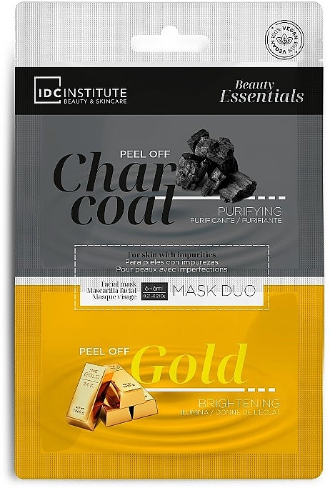 Gesichtsmaske mit schwarzem Ton und Gold - IDC Institute Face Mask Duo Charcoal & Gold Peel Off — Bild N1