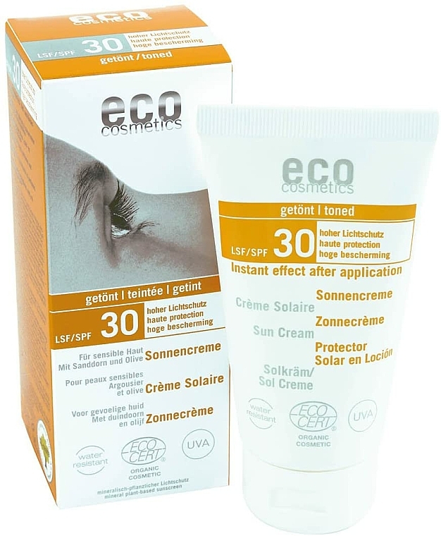 Getönte Sonnenschutzcreme für empfindliche Haut mit Sanddorn- und Olivenöl SPF 30 - Eco Cosmetics Sonne SLF 30 Getoent — Bild N2