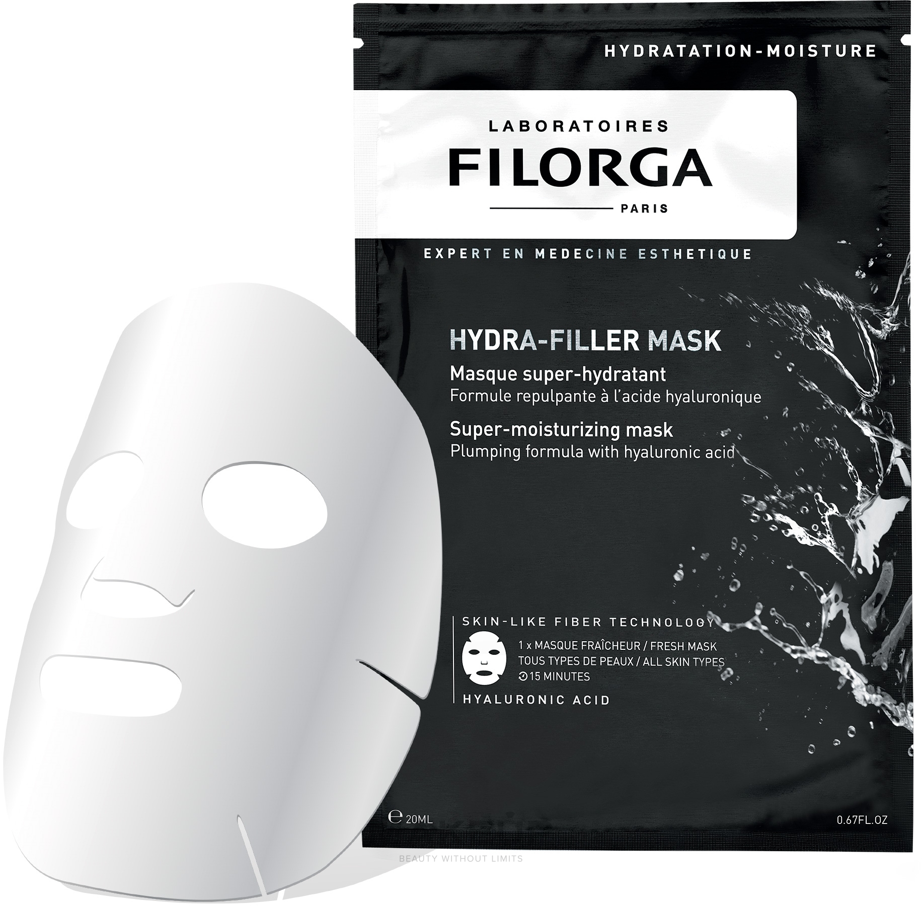 Intensiv feuchtigkeitsspendende Gesichtsmaske mit Hyaluronsäure - Filorga Hydra-Filler Mask Super Moisturizing Mask  — Bild 20 ml