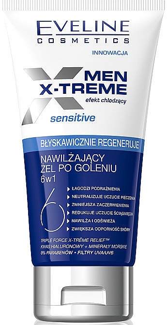 Feuchtigkeitsspendendes After Shave Gel für empfindliche Haut - Eveline Cosmetics Men Extreme Sensitive 6in1 — Bild N1