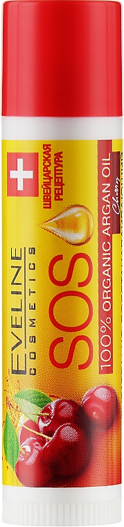 Regenerierender Lippenbalsam Sauerkirsche mit Arganöl - Eveline Cosmetics Argan Oil Sos — Bild N1