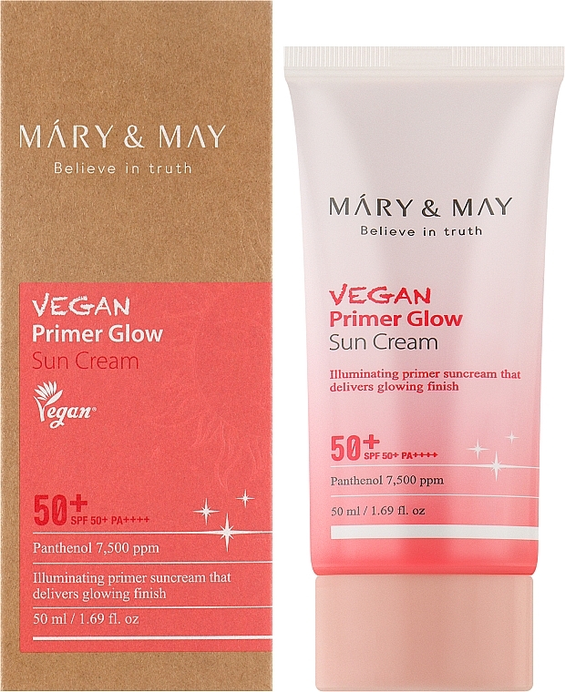 Sonnenschutzcreme für das Gesicht - Mary&May Vegan Primer Glow Sun Cream SPF50+ PA++++  — Bild N1