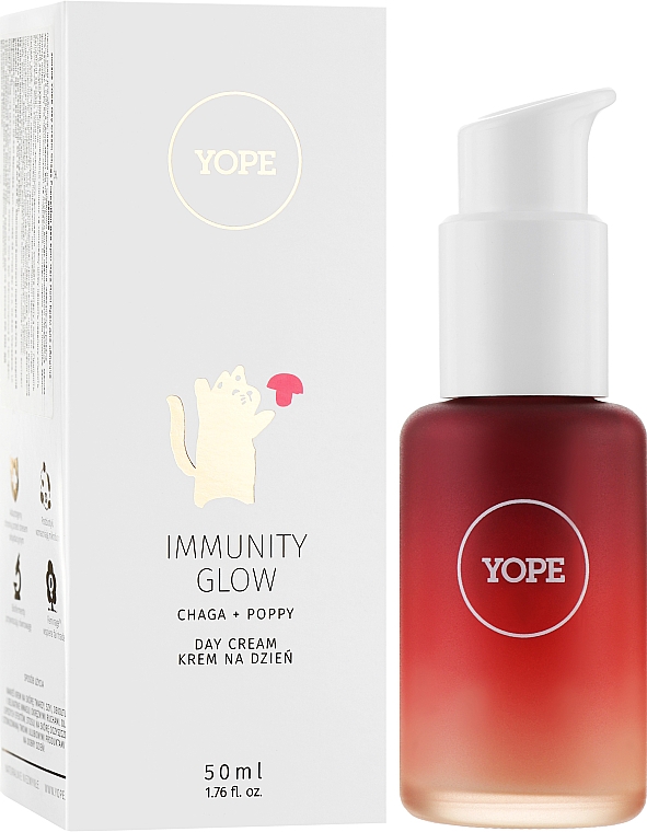Aufhellende und glättende Gesichtscreme mit Mohnöl und Chaga-Pilz - Yope Immunity Glow Chaga + Poppy Day Cream — Bild N2