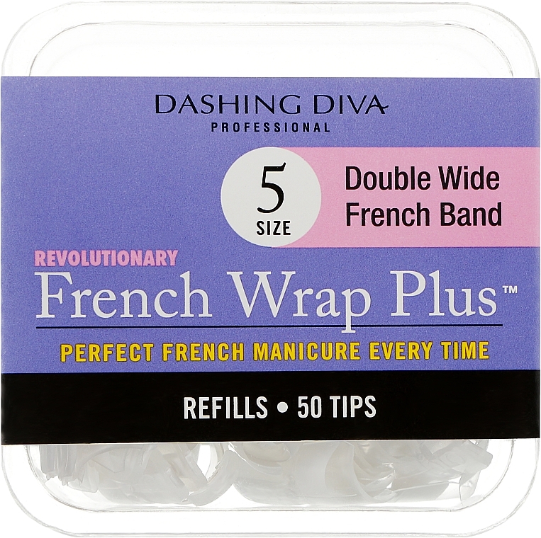 Nageltips French Wrap - Dashing Diva French Wrap Plus Double Wide White 50 Tips Size 5 — Bild N1