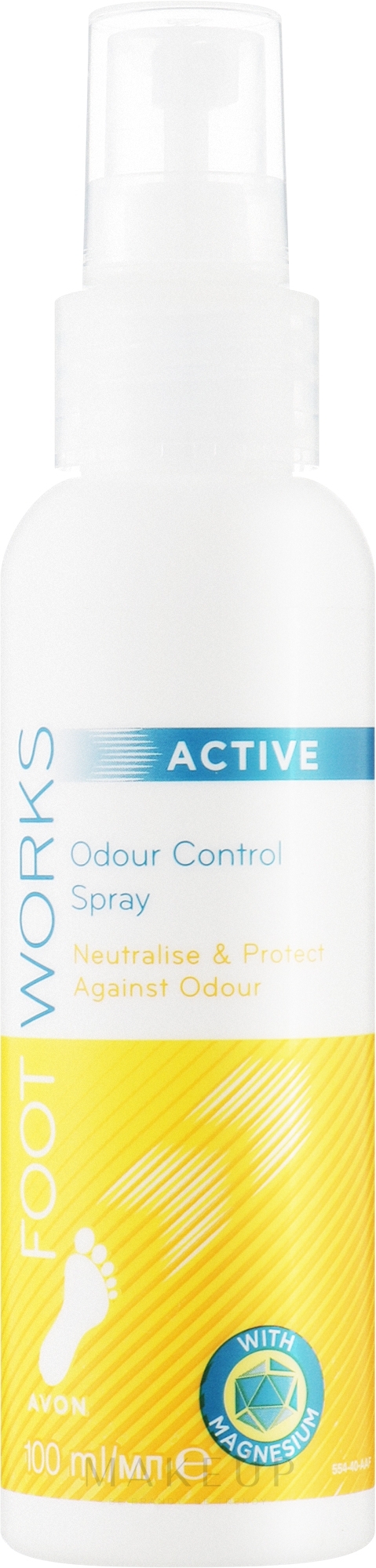 Deo-Fußspray mit Magnesiumsulfat - Avon Foot Works Active Odour Control Spray — Bild 100 ml