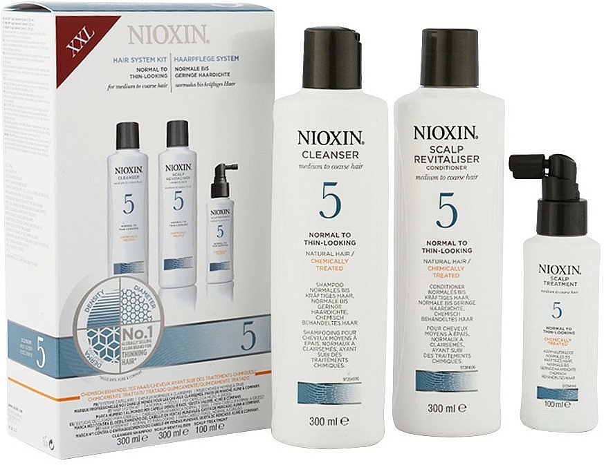 Haarpflegeset - Nioxin System 5 (Shampoo 300ml + Conditioner 300ml + Haarmaske 100ml) — Bild N1