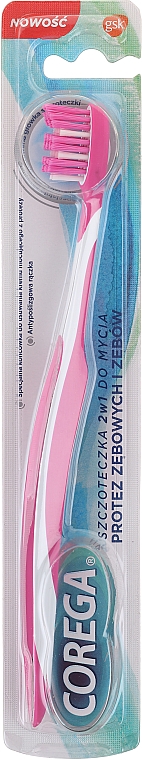 2in1 Zahn- & Prothesenbürste rosa-weiß - Corega — Bild N1