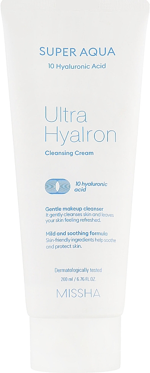 Sanfte und beruhigende Gesichtsreinigungscreme zum Abschminken mit Hyaluronsäure - Missha Super Aqua Ultra Hyalron Cleansing Cream — Bild N1