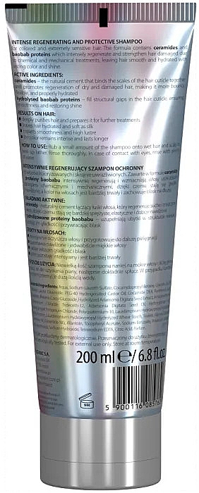 Regenerierendes Shampoo mit Ceramiden und hydrolysierten Baobab-Protein - L'biotica Biovax Color Recovery Therapy Intensive Regeneration Color Protection Shampoo — Bild N2