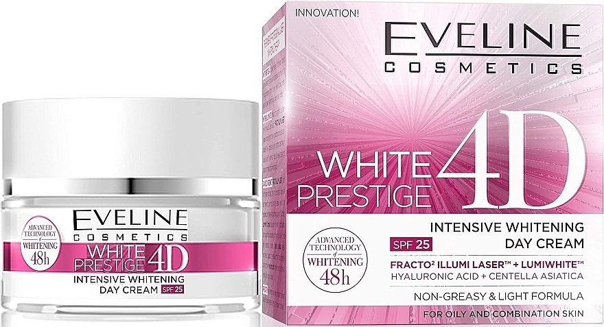 Tagescreme für das Gesicht SPF 25 - Eveline Cosmetics White Prestige 4D Intensive Whitening Day Cream SPF 25 — Bild N1