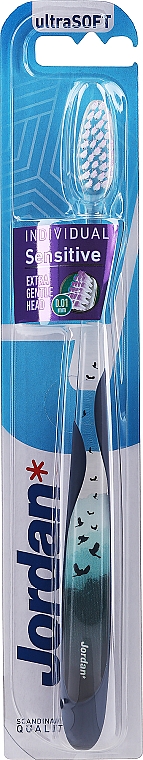 Zahnbürste weich blau mit Vögeln - Jordan Individual Sensitive Ultrasoft — Bild N1
