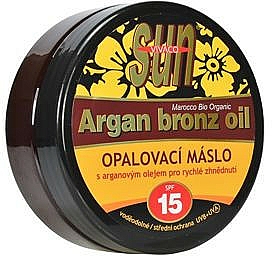 Bräunungsbutter für Gesicht und Körper mit Bio-Arganöl und Beta-Carotin SPF 15 - Vivaco Sun Argan Bronz Oil SPF 15 — Bild N1