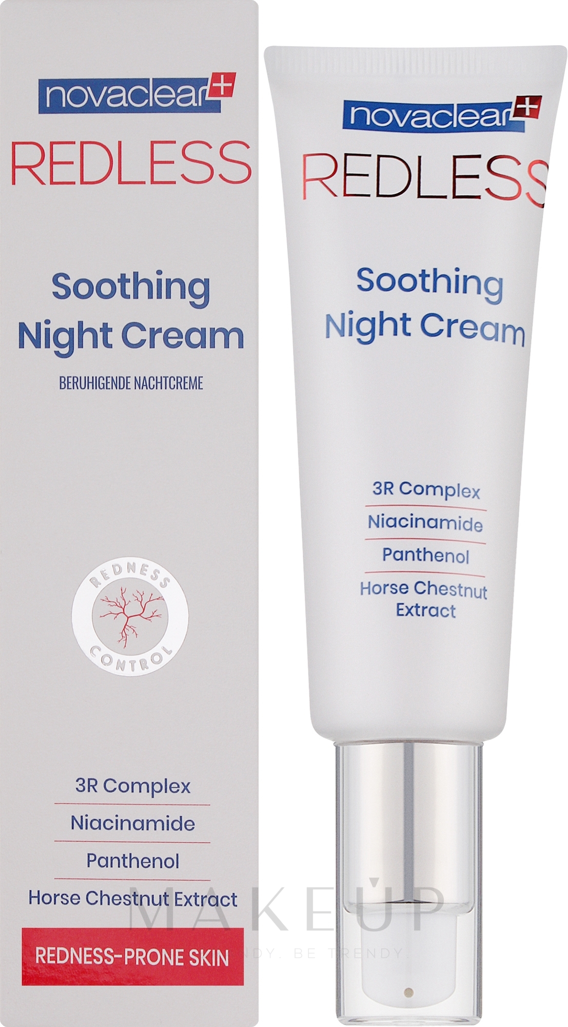 Beruhigende Nachtcreme für zu Rötungen neigende Gesichtshaut - Novaclear Redless Soothing Night Cream — Bild 30 ml