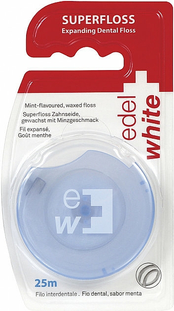 Gewachste Zahnseide mit Minzgeschmack 25 m - Edel+White Expanding Floss — Bild N1