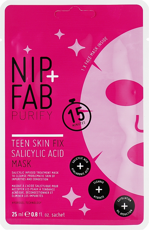 Tuchmaske mit Salicylsäure für Teenagerhaut - NIP+FAB Salicylic Teen Skin Fix Acid Sheet Mask — Bild N1