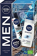 Düfte, Parfümerie und Kosmetik Körperpflegeset - Nivea Men Daily Trio Set (Duschgel 250ml + Deospray 150ml + Körpercreme 30ml)