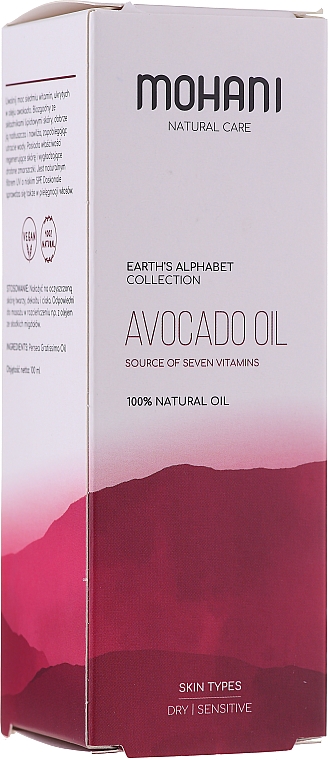 Bio Avocadoöl mit sieben Vitaminen für Haar, Wimpern und Nägel - Mohani Avocado Oil