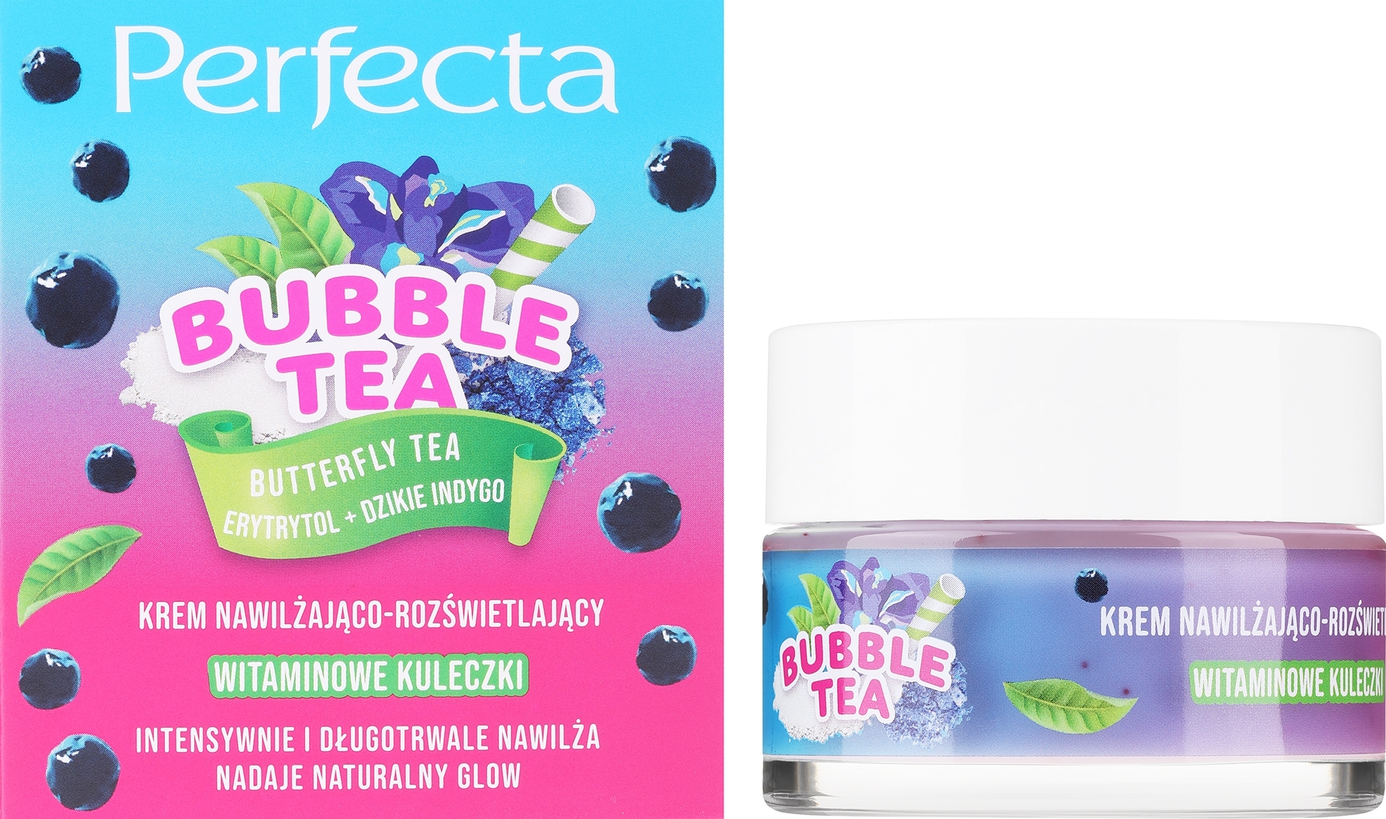 Feuchtigkeitsspendende und aufhellende Gesichtscreme - Perfecta Bubble Tea Butterfly Tea — Bild 50 ml