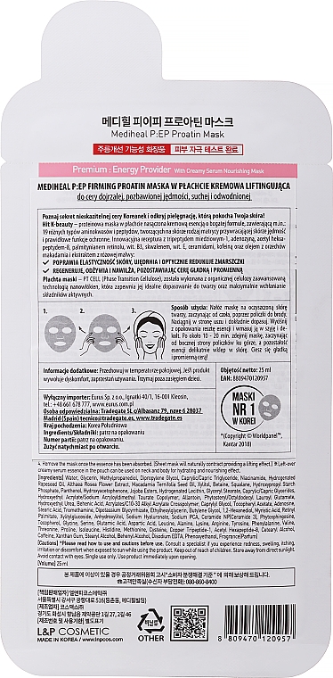 Straffende Gesichtsmaske mit Aminosäuren - Mediheal P:EP Firming Proatin Mask — Bild N2