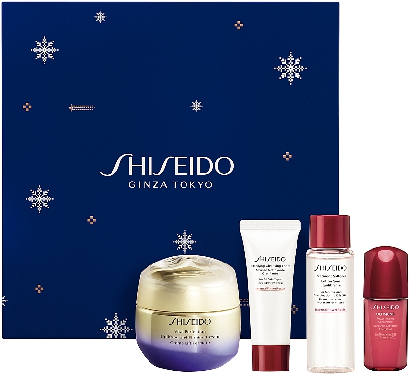 Gesichtspflegeset - Shiseido Vital Perfection Holiday Kit (Gesichtscreme 50ml + Reinigungsschaum 15ml + Gesichtslotion 30ml + Gesichtskonzentrat 10ml) — Bild N1
