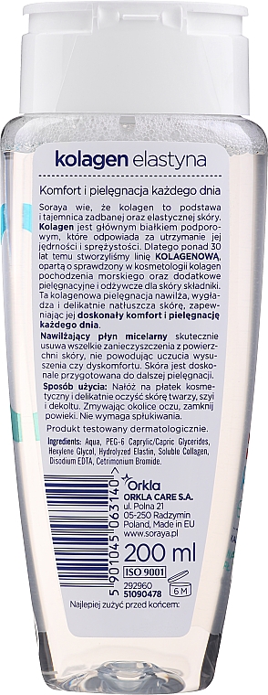 Feuchtigkeitsspendendes Mizellenwasser mit Kollagen und Elastin - Soraya Kollagen i Elastyna Moisturizing Micellar Fluid — Bild N2