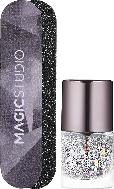 Nagelpflegeset - Magic Studio Black Crystal Mini Nail Set (Nagellack 3.2ml + Nagelfeile 2 St.) — Bild N2
