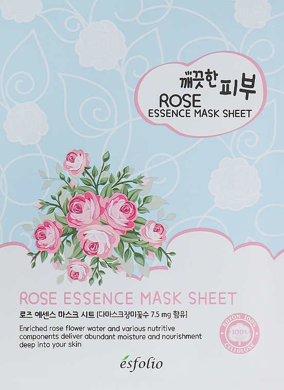 Tuchmaske für das Gesicht mit Rosenblütenwasser - Esfolio Pure Skin Essence Rose Mask Sheet — Bild N1