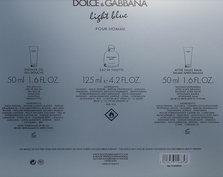 Dolce&Gabbana Light Blue Pour Homme - Duftset (Eau de Toilette 125ml + Duschgel 50ml + After Shave Balsam 50ml) — Bild N3