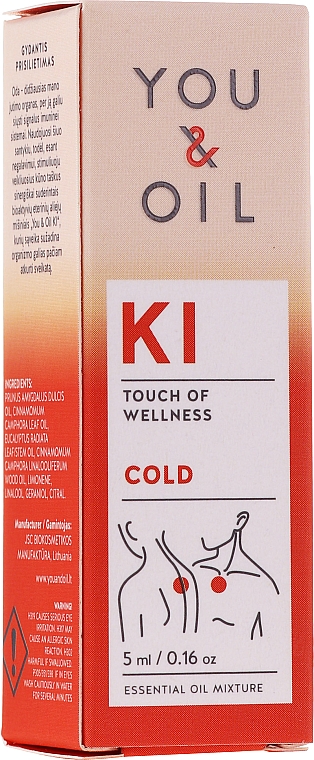 Bioaktive ätherische Ölmischung zur Bekämpfung von Muskelverspannungen, Erkältungs- und Grippesymptome - You & Oil KI-Cold Touch Of Welness Essential Oil — Bild N1
