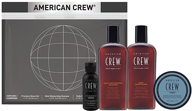 Set - American Crew Grooming Travel Kit (shm/100ml + cond/100ml + shave/gel/50ml + fiber/50g) — Bild N2