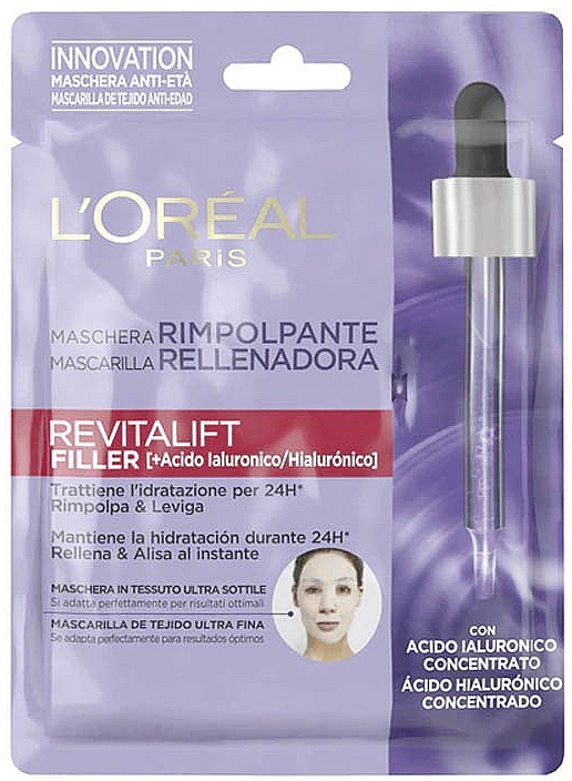 Gesichtsmaske mit Hyaluronsäure - L'Oreal Paris Revitalift Filler (Ha) Hyaluronic Acid Face Mask — Bild N1