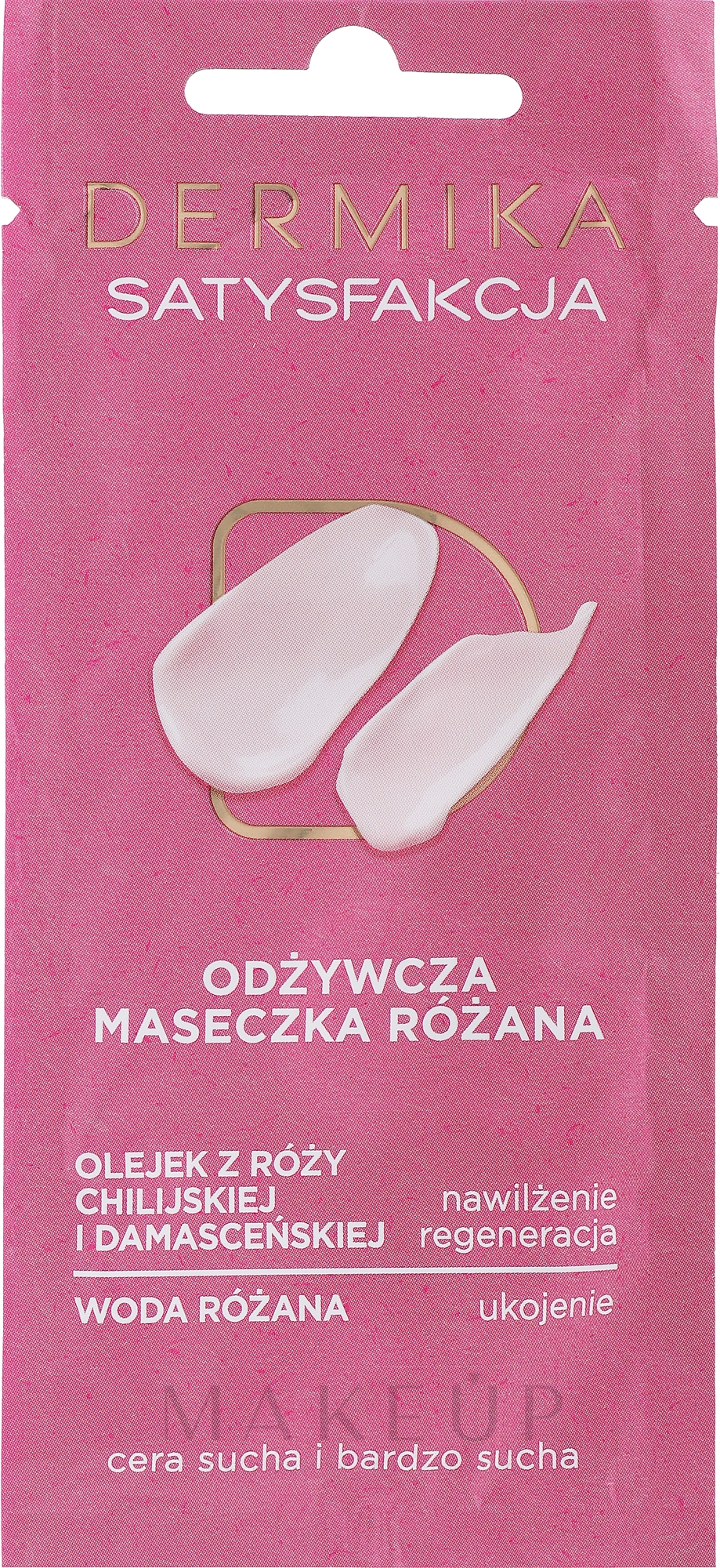 Nährende Gesichtsmaske für trockene und sehr trockene Haut mit Rosenwasser - Dermika Satisfaction Rose Nourishing Mask — Bild 10 ml