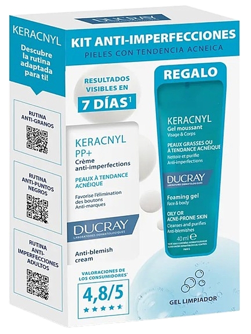 Nagellack-Set - Ducray Keracnyl Anti-Imperfections Set (foam/gel/40ml + cr/30ml) — Bild N1