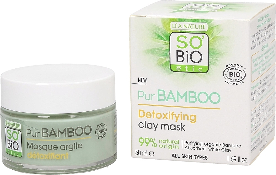 Gesichtsmaske mit Bambusextrakt - So'Bio Etic Pur Bamboo Detoxifying Clay Facial Mask — Bild N1