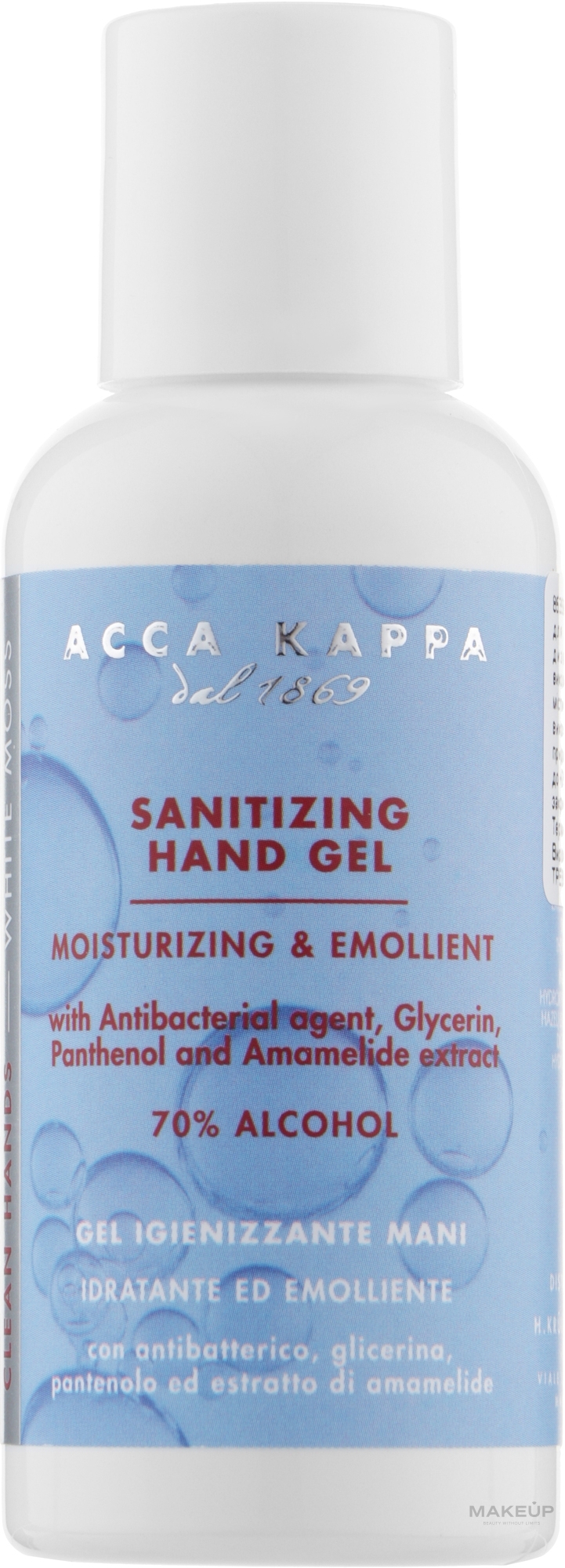 Handdesinfektionsmittel-Gel - Acca Kappa White Moss Sanitising Hand Gel — Bild 100 ml