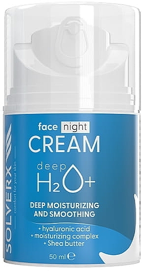 Nährende und feuchtigkeitsspendende Gesichtscreme für die Nacht - Solverx DeepH2O+ Face Night Crem  — Bild N1