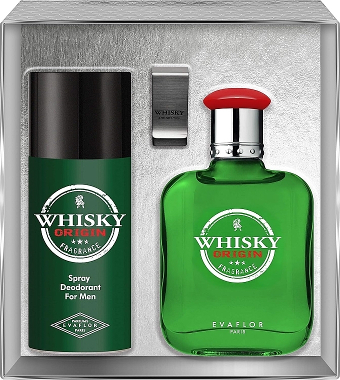 Evaflor Whisky Origin - Duftset (Eau de Toilette 100ml + Deospray 150ml + Geldscheinklammer)  — Bild N1