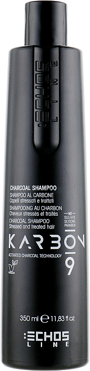 Shampoo mit Aktivkohle für strapaziertes und behandeltes Haar - Echosline 9 Charcoal Shampoo — Bild N1