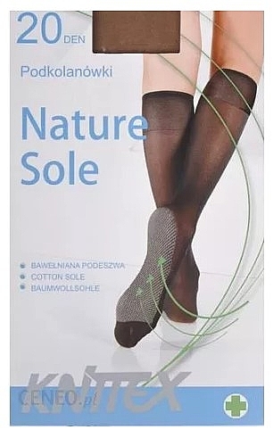 Kniestrümpfe für Damen mit Baumwollsohle Nature Sole 20 Den nero - Knittex — Bild N1