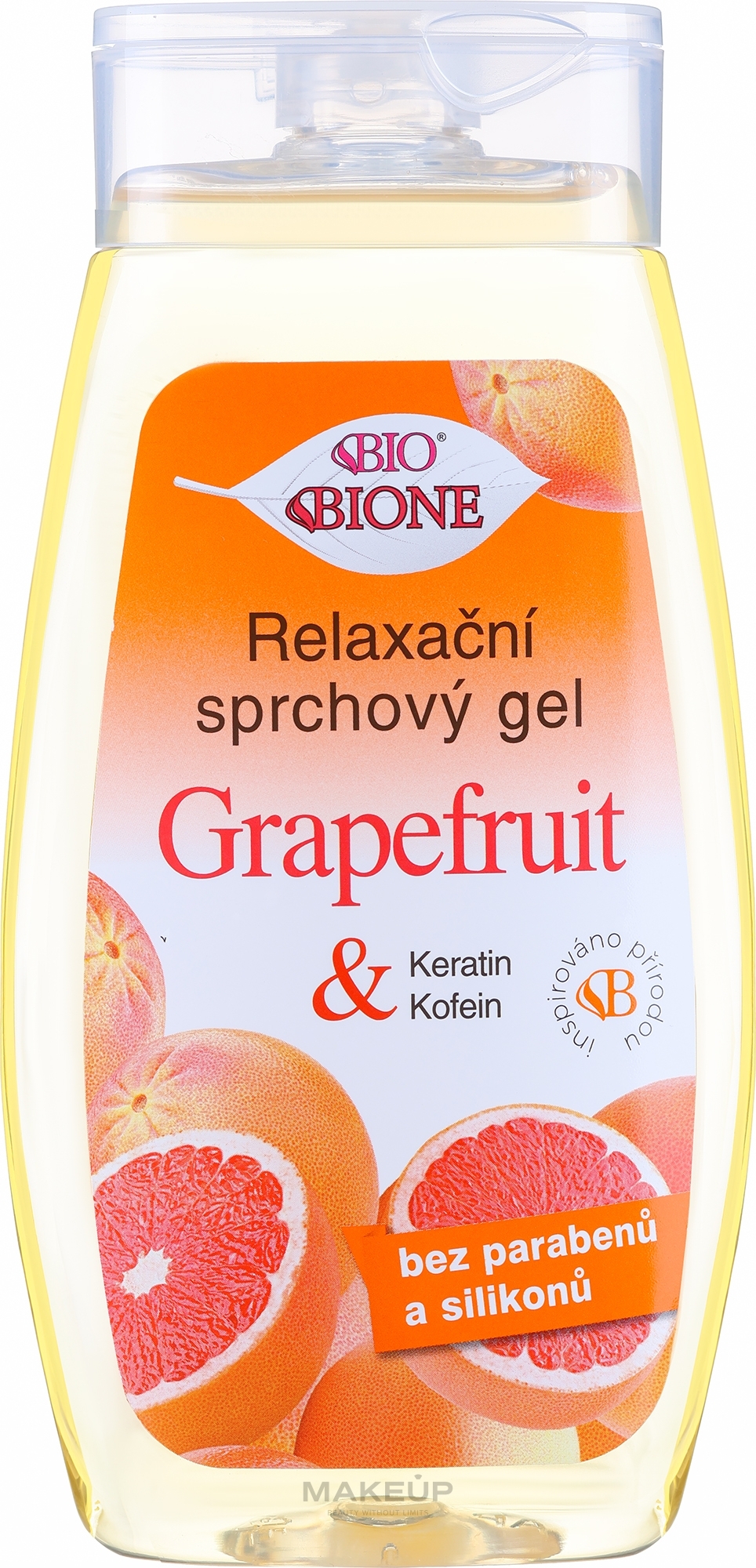 Sanftes Duschgel mit Keratin, Koffein und Grapefruitduft - Bione Cosmetics Bio Grapefruit Relaxing Shower Gel — Bild 260 ml