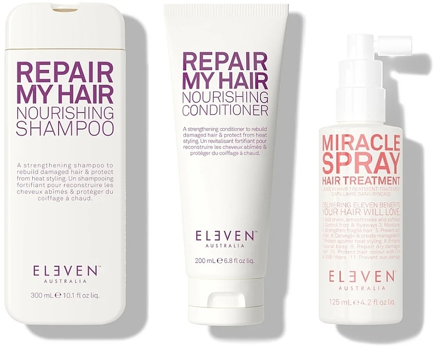 Set - Eleven Australia Repair Holiday Trio (shm/300ml + cond/200ml + h/spray/125ml + bag) — Bild N2