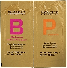 Düfte, Parfümerie und Kosmetik Haarpflegeset - Salerm Linea Oro Protein (Shampoo 10ml + Haarspülung 10ml)