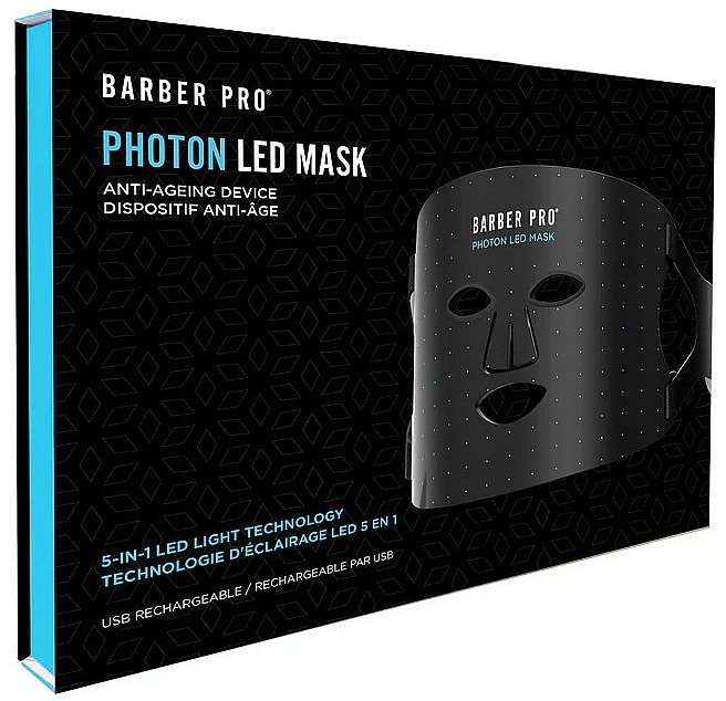 Professionelle Anti-Ageing-LED-Maske für Männer - BarberPro Photon Led Light Therapy Facial Mask — Bild N2