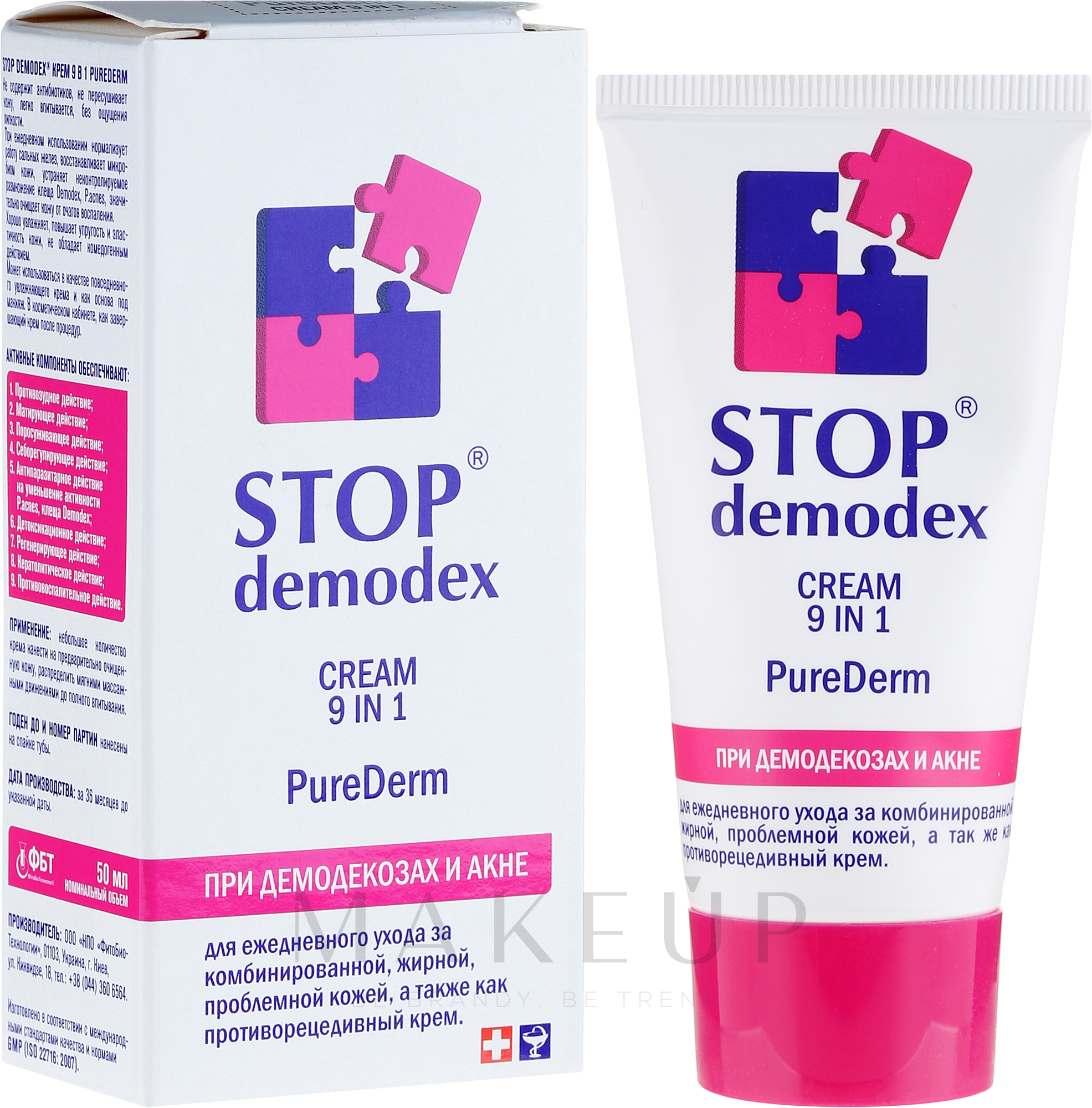 9in1 Gesichtscreme gegen Demodex bei fettige und zu Akne neigende Haut - PhytoBioTechnologien Stop Demodex — Bild 50 ml