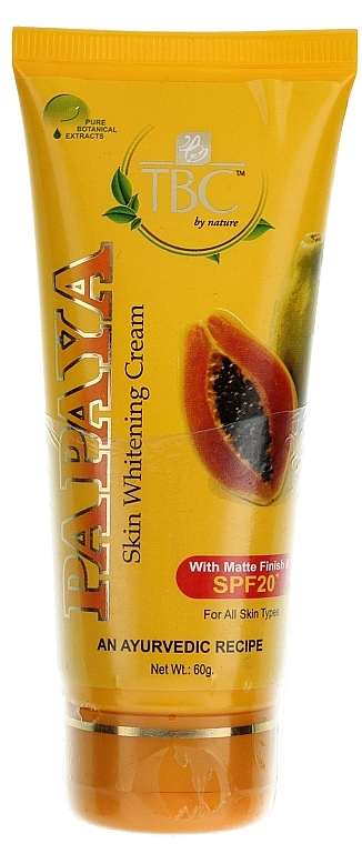 Aufhellende Gesichts- und Halscreme mit Papaya und mattem Finish - TBC Papaya Skin Whitening Cream SPF20