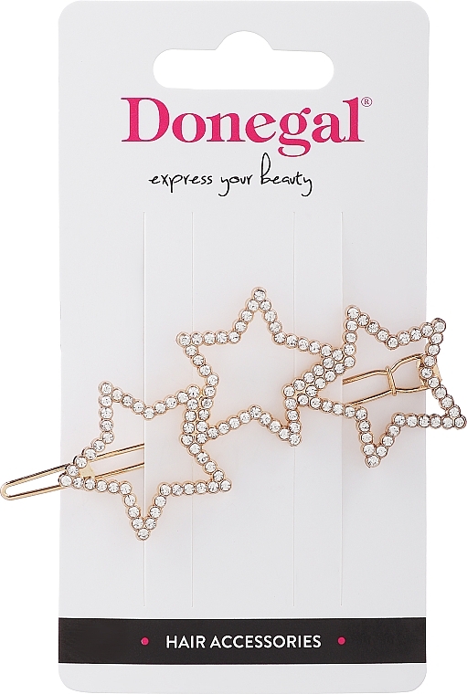 Haarspange FA-5704+2 Metall goldene Sterne mit Strasssteinen - Donegal — Bild N1