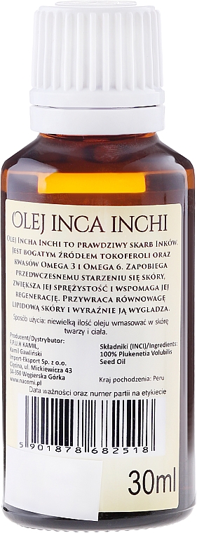 Inka-Erdnussöl für Gesicht und Körper - Nacomi Olej Inca Inchi Odbudowa Kolagenu Skóry — Bild N2