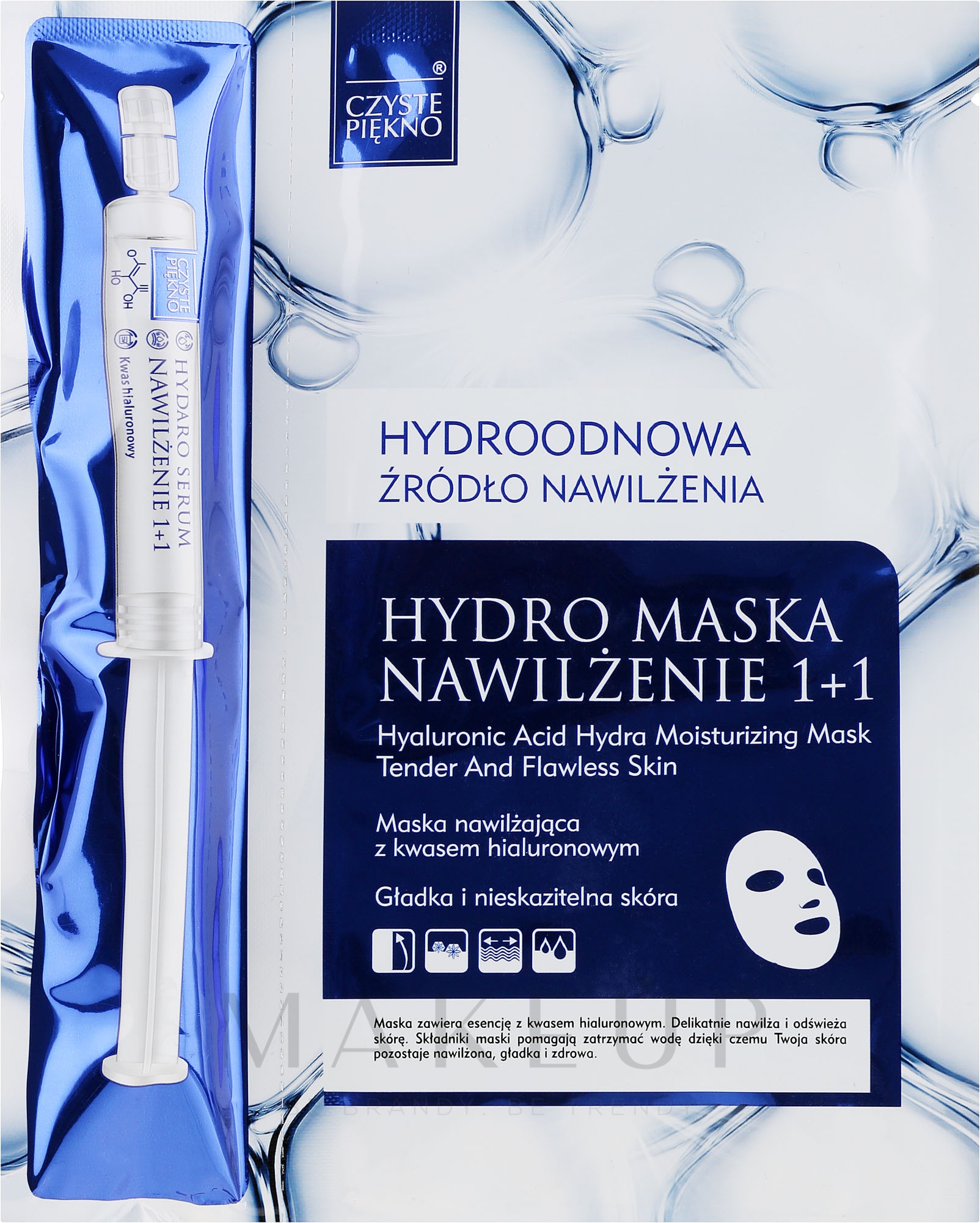 Feuchtigkeitsspendende Tuchmaske mit Hyaluronsäure + Serum - Czyste Piekno Hydro Mask Cloth Face Intensive Hydrating + Serum — Bild 35 ml