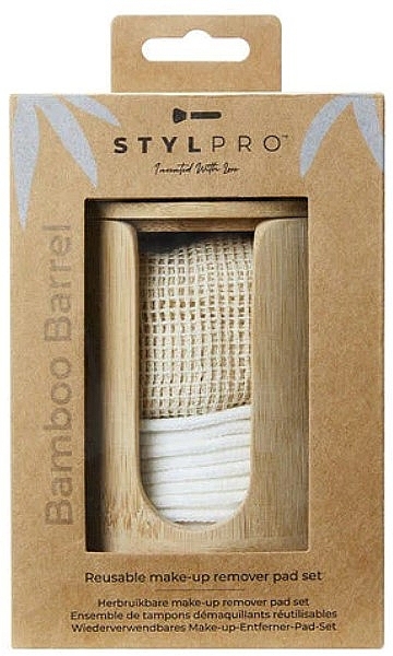 Abschminkpad-Set - Stylideas Stylpro Bamboo Barrel Makeup Remover Pads (Abschminkpads 8 St. + Bambusbehälter 1 St. + Wäschesack aus Baumwolle 1 St.)  — Bild N1